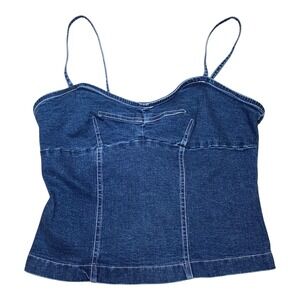 No Boundaries Denim Babydoll Camisole Top Juniors L 11/13 Y2K Stretch